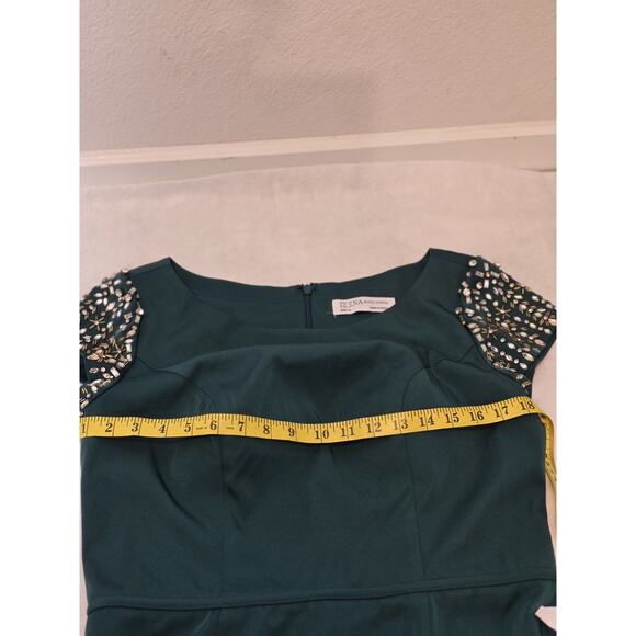 Mac Duggal Bateau Neck Embellished Cap Sleeve Gown #55718 Emerald Green, Sz 10 - Picture 14 of 16